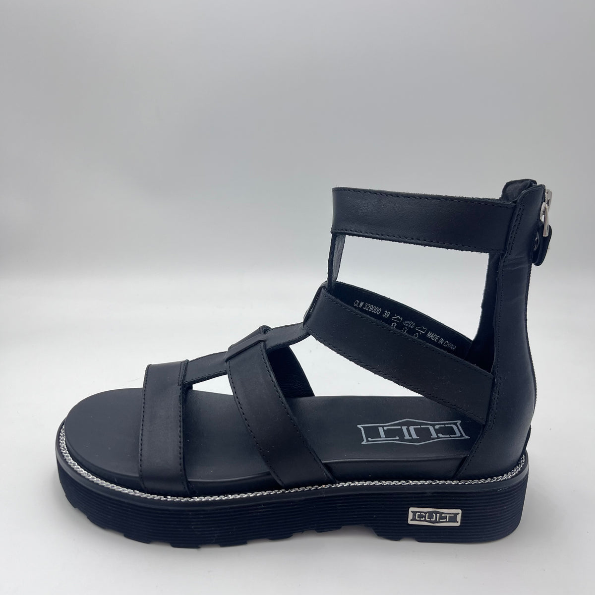 Cult Sandalo - Sandalo Platform in Pelle Nera
