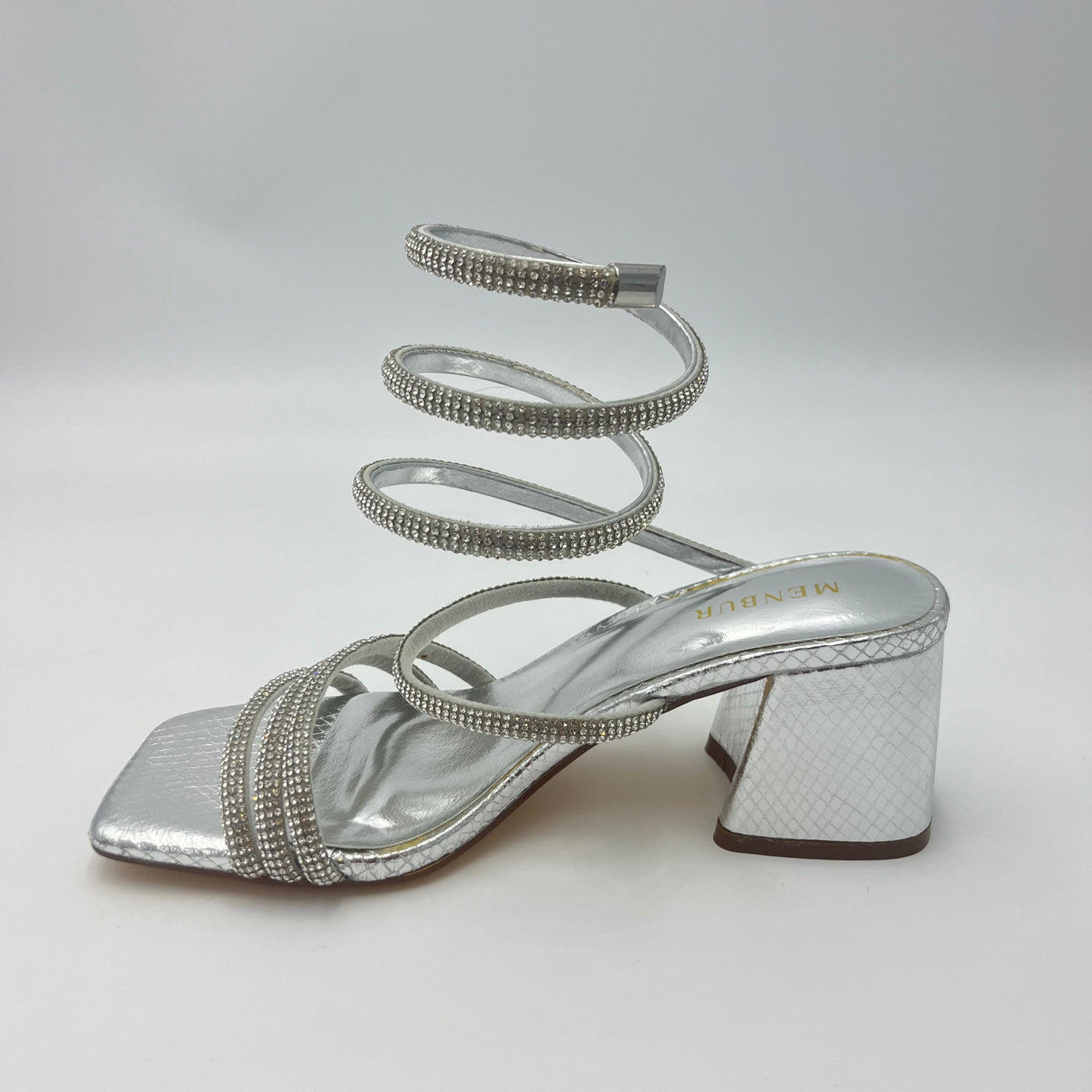 Menbur Sandali - Sandalo Schiava Alla Caviglia Spirale Strass Argento