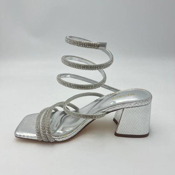 Menbur Sandali - Sandalo Schiava Alla Caviglia Spirale Strass Argento