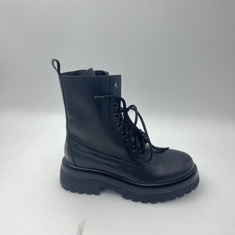 Anfibio Crown - Pelle Nera con Zip e Carrarmato — vista 3