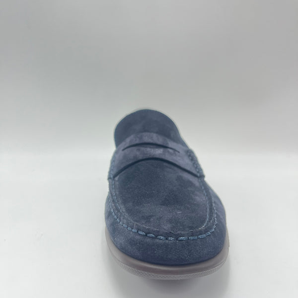 Mocassino Frau - Mocassino Penny Loafer in Pelle Scamosciata Blu Notte