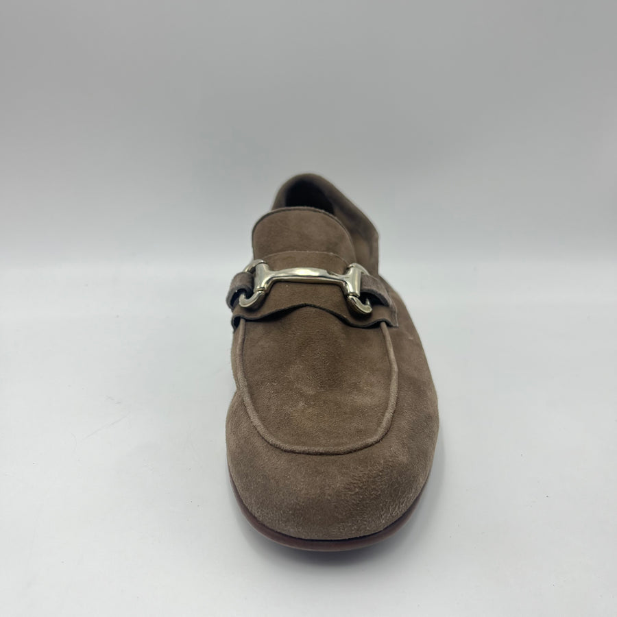 Mocassino Mercanti Fiorentini - Mocassino in Camoscio Marrone con Morsetto Metallico