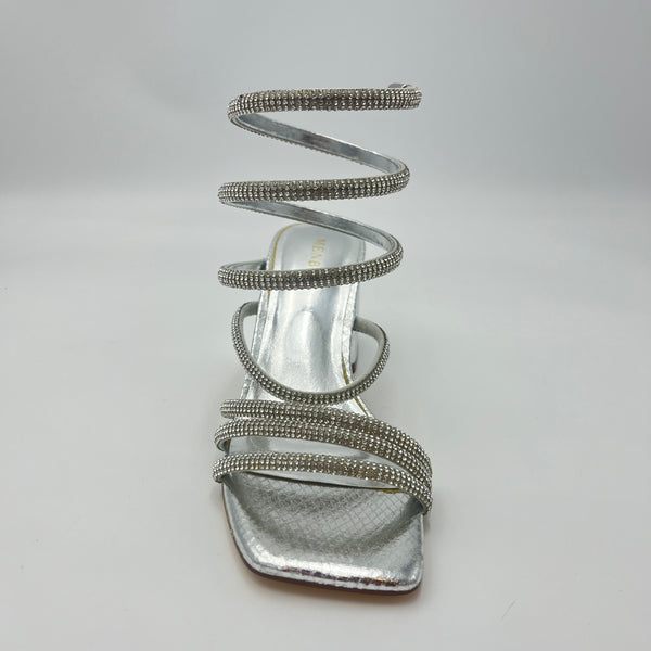Menbur Sandali - Sandalo Schiava Alla Caviglia Spirale Strass Argento