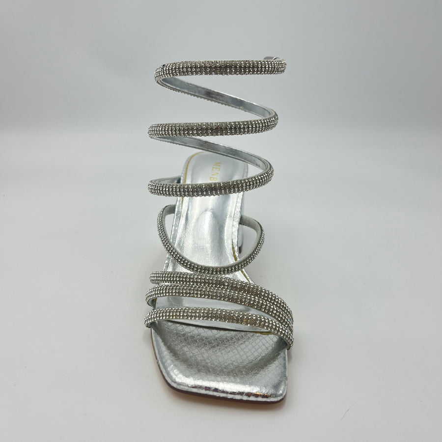 Menbur Sandali - Sandalo Schiava Alla Caviglia Spirale Strass Argento