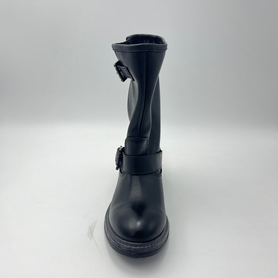 Biker Crown - Pelle Nera con Due Fibbie — vista 2