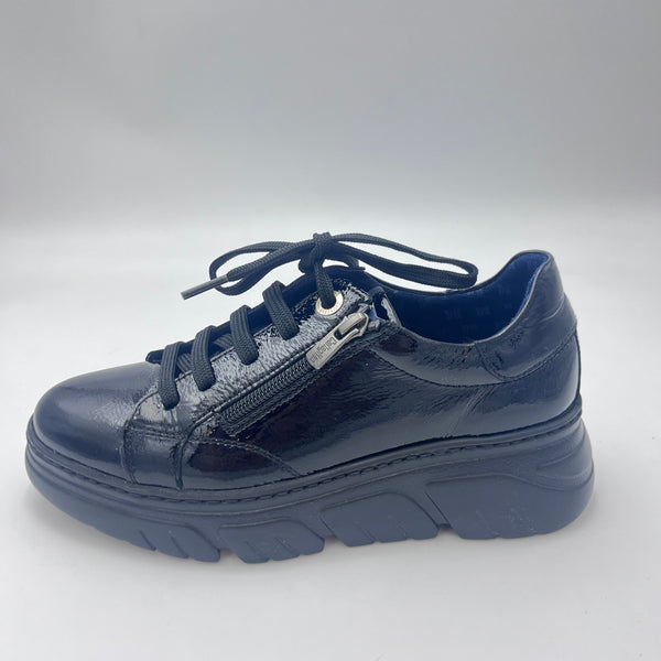 Sneaker Callaghan - Chunky in Vernice Nera con Zip