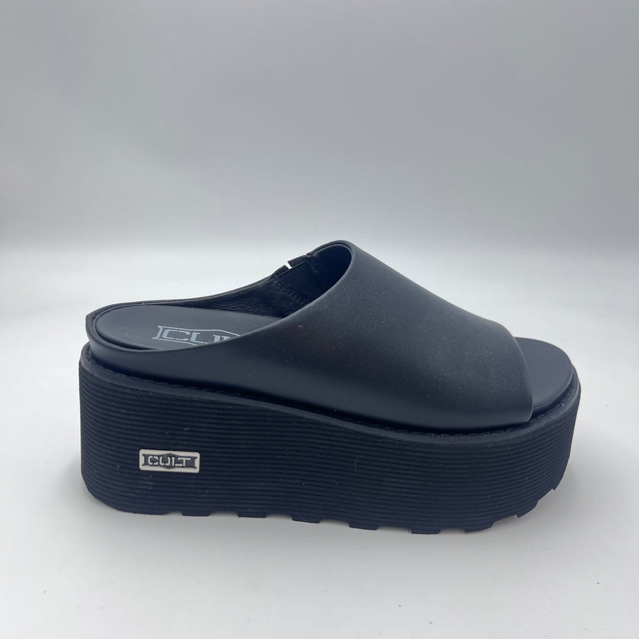 Cult Ciabatta - Ciabatta Platform in Pelle Nera