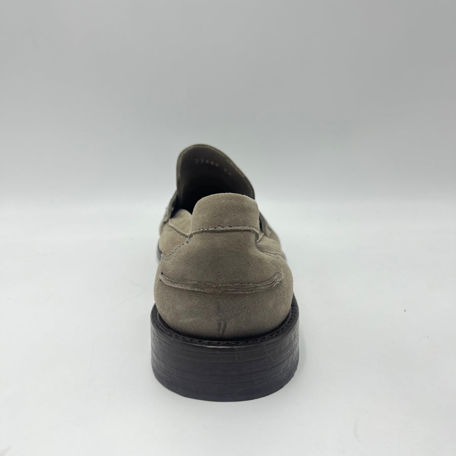 Mocassino Antica Cuoieria - Mocassino Penny Loafer in Suede Grigio Taupe