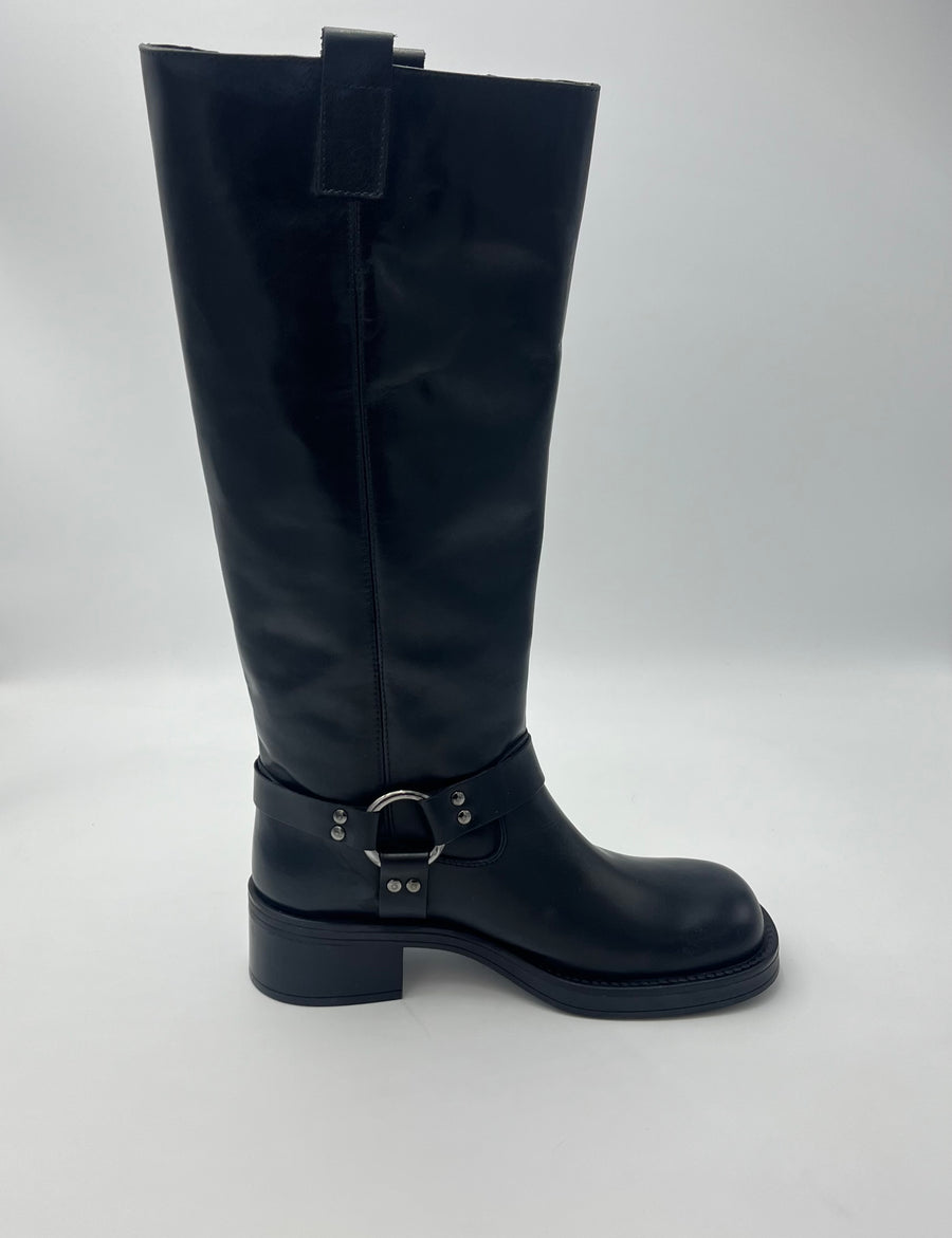 Stivale Angelica - Biker al Ginocchio con Dettaglio Harness