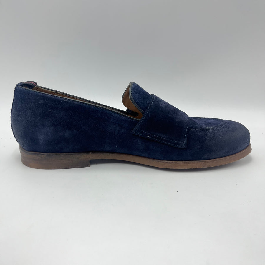 Mocassino Antica Cuoieria - Mocassino Double Monk Strap in Camoscio Blu Notte