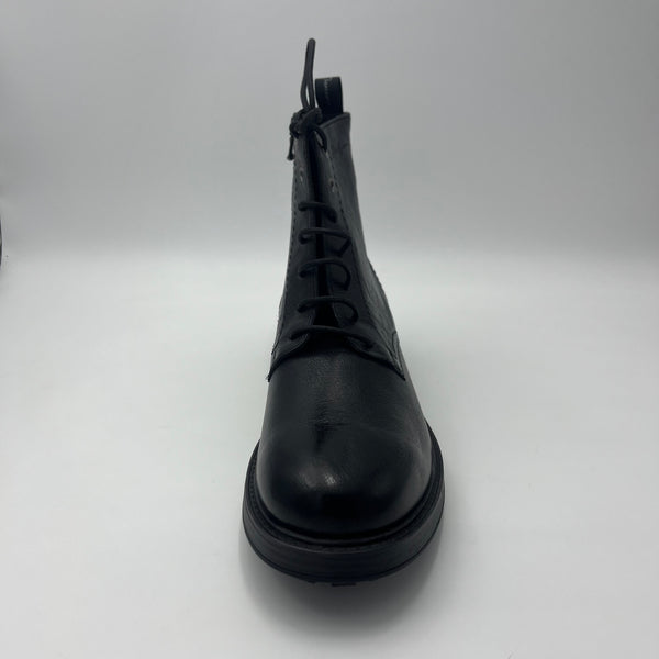 Stivaletto Antica Cuoieria - Stringato in Pelle Nera con Zip