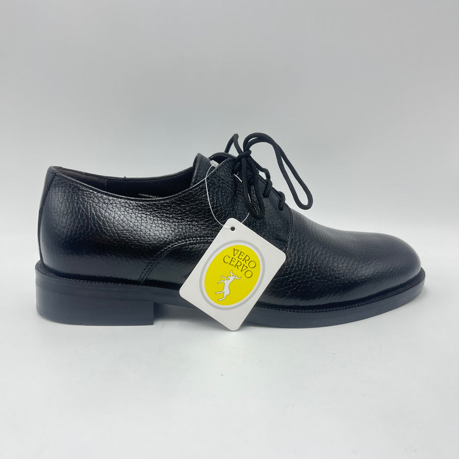 Derby Fontana - Scarpa Stringata Modello Derby in Pelle Martellata Nera