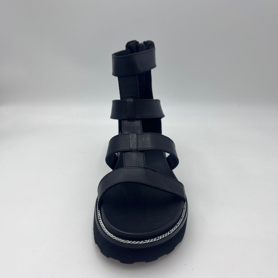 Cult Sandalo - Sandalo Platform in Pelle Nera