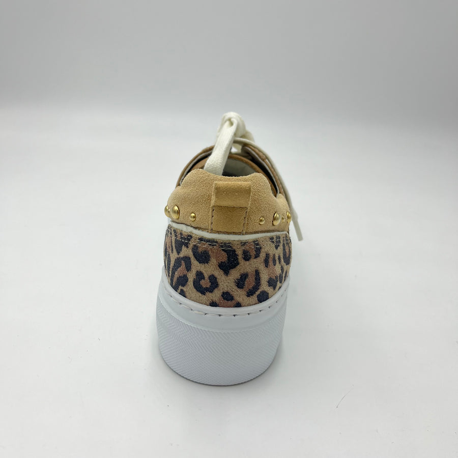 Sneaker Nero Giardini - Sneaker Cuoio con Dettaglio Animalier e Borchie Dorate