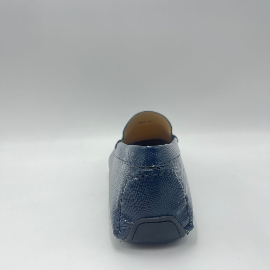 Mocassino Studio Mode - Mocassino con Morsetto Metallico in Pelle Texturizzata Blu Navy