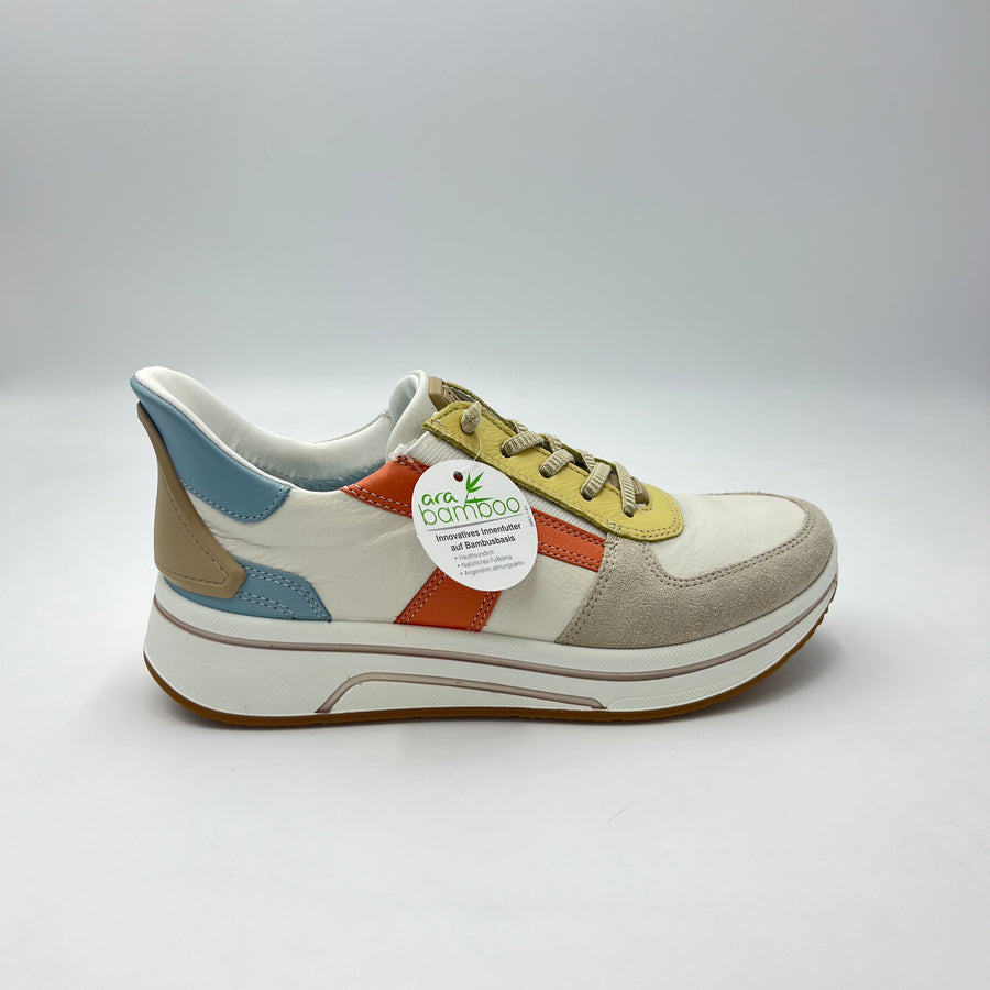 Sneaker Ara- Sneaker Ara Bamboo con Accenti Gialli e Suede