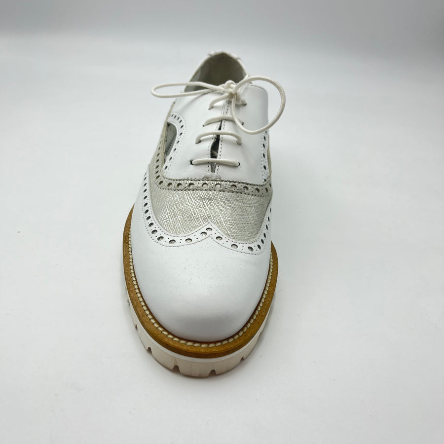 Oxford Piergentili - Stringata Oxford Bicolor Bianco e Silver