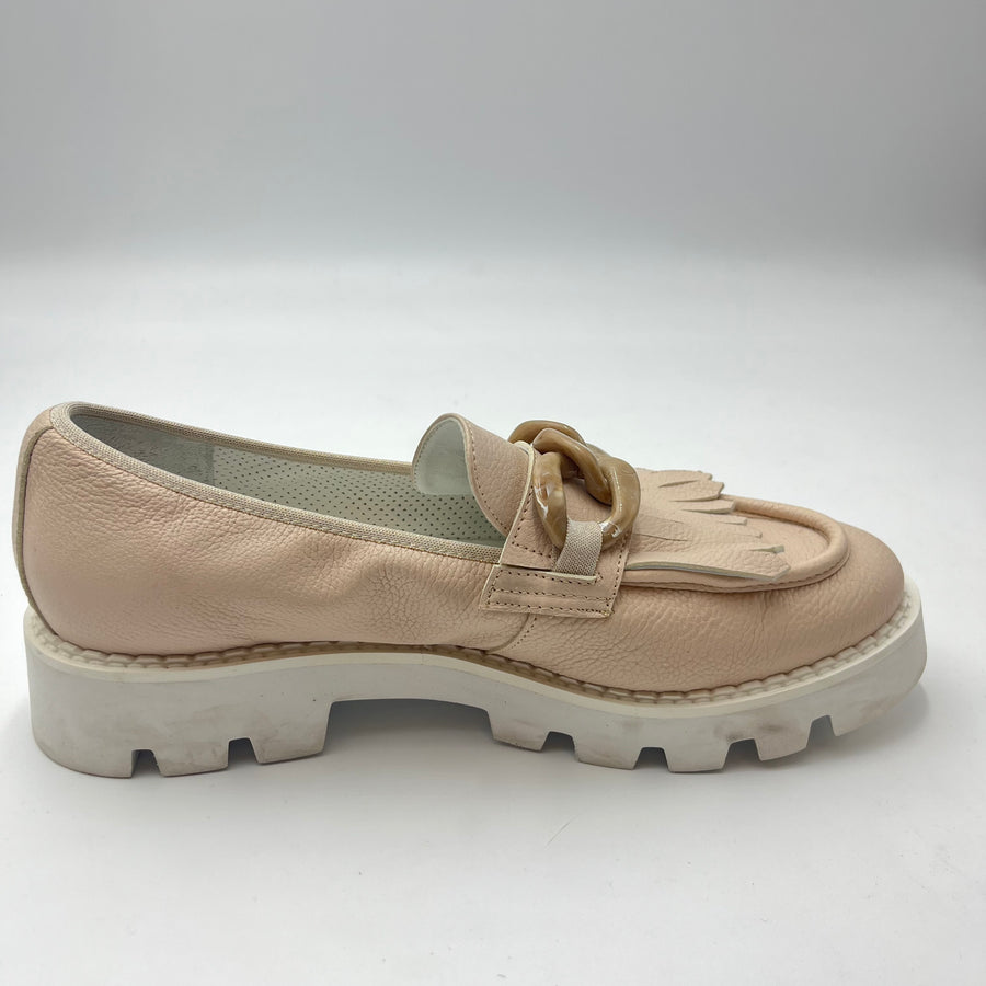 Mocassino Scolaro - Mocassino Rosa Cipria con Frange e Catena