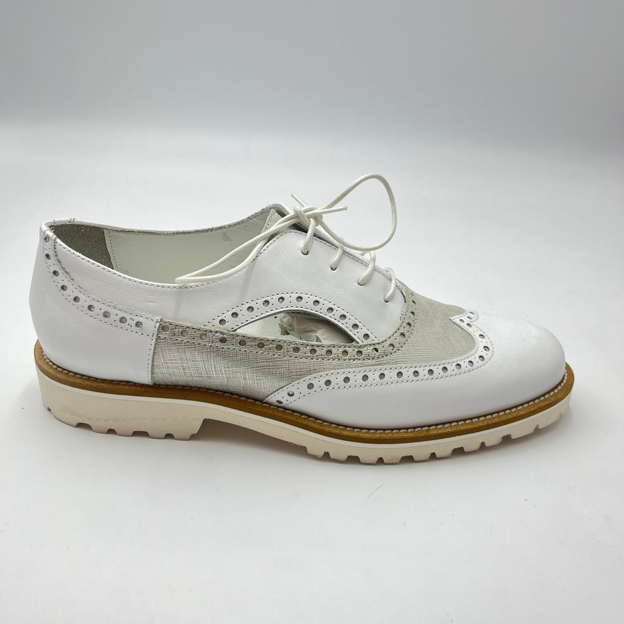 Oxford Piergentili - Stringata Oxford Bicolor Bianco e Silver