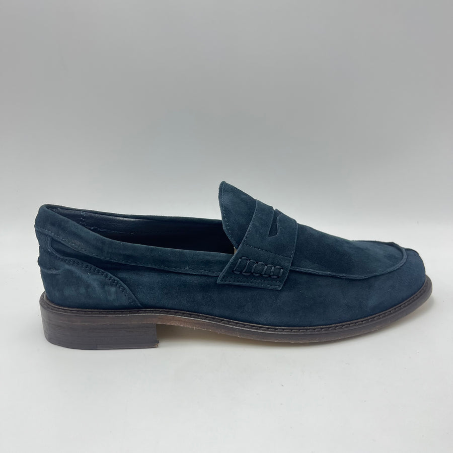 Mocassino Antica Cuoieria - Scarpa Mocassino Camoscio Blu