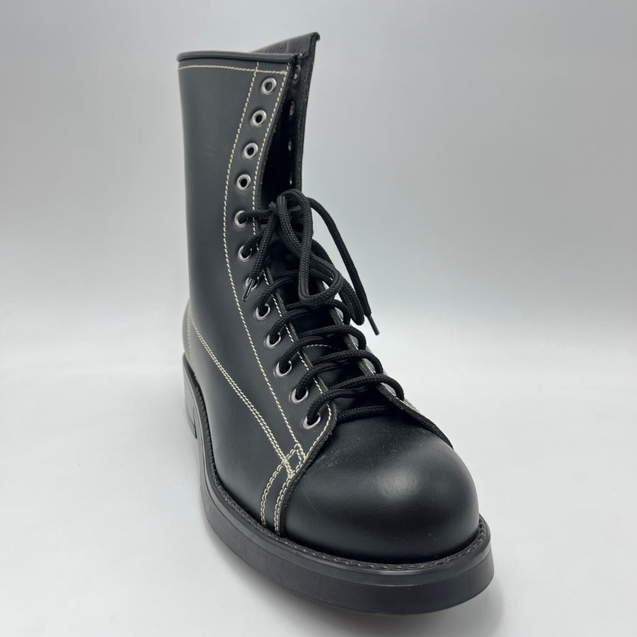Stivale Noir de Luxe - Stivale anfibio alto con laccio Vitello Nero