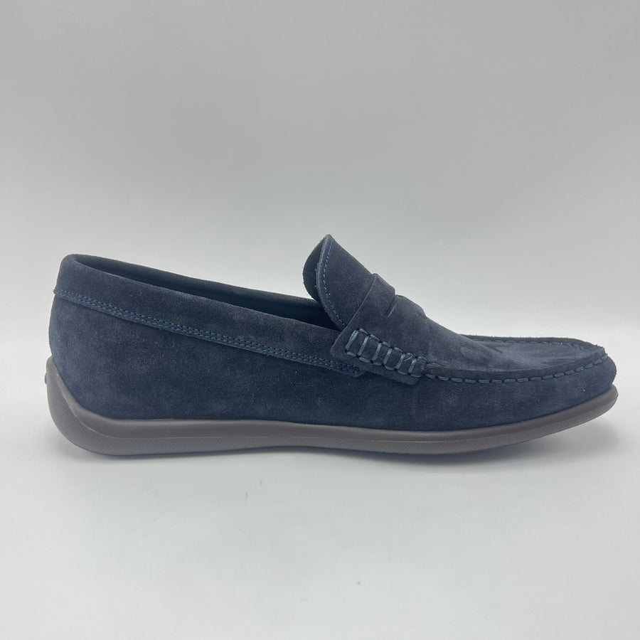 Mocassino Frau - Mocassino Penny Loafer in Pelle Scamosciata Blu Notte