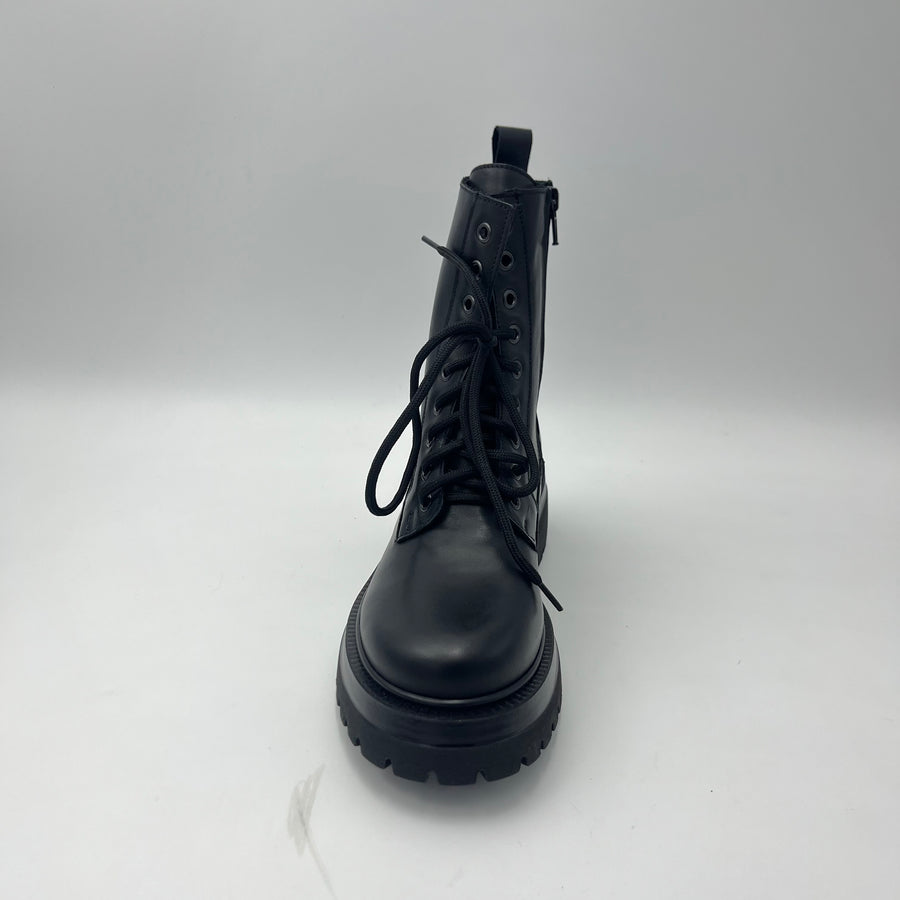 Anfibio Crown - Pelle Nera con Zip e Carrarmato — vista 2