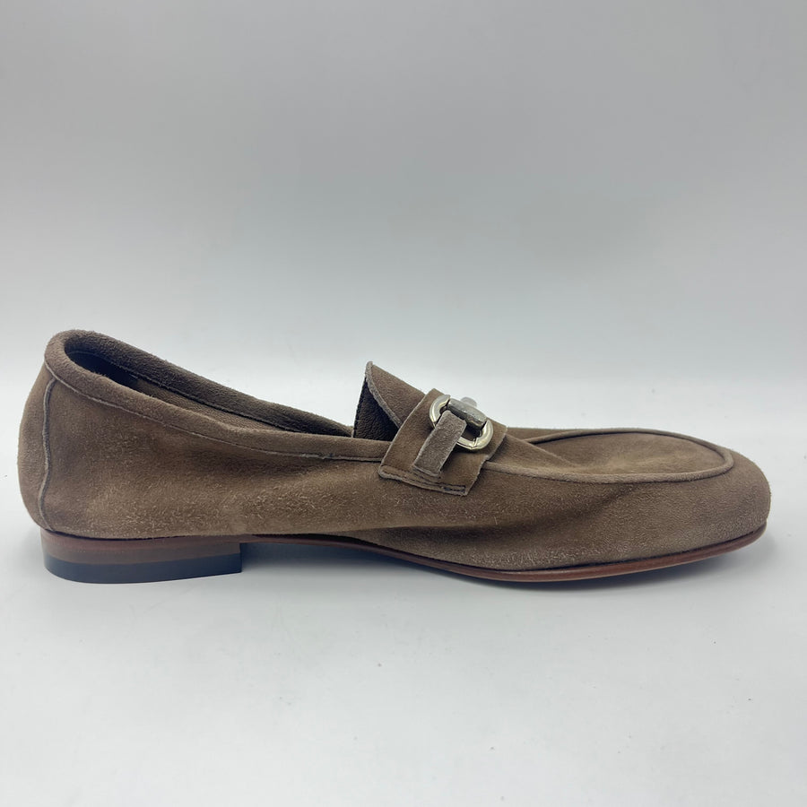 Mocassino Mercanti Fiorentini - Mocassino in Camoscio Marrone con Morsetto Metallico
