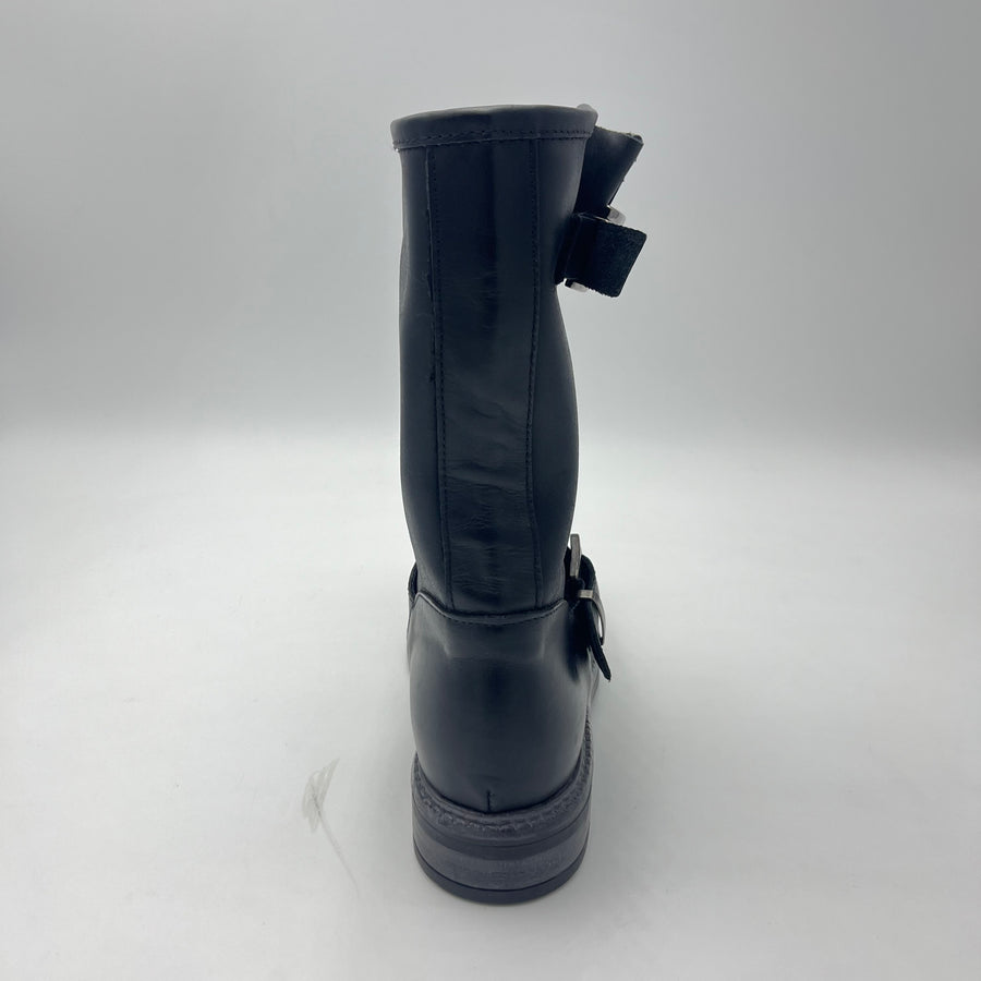 Biker Crown - Pelle Nera con Due Fibbie — vista 4