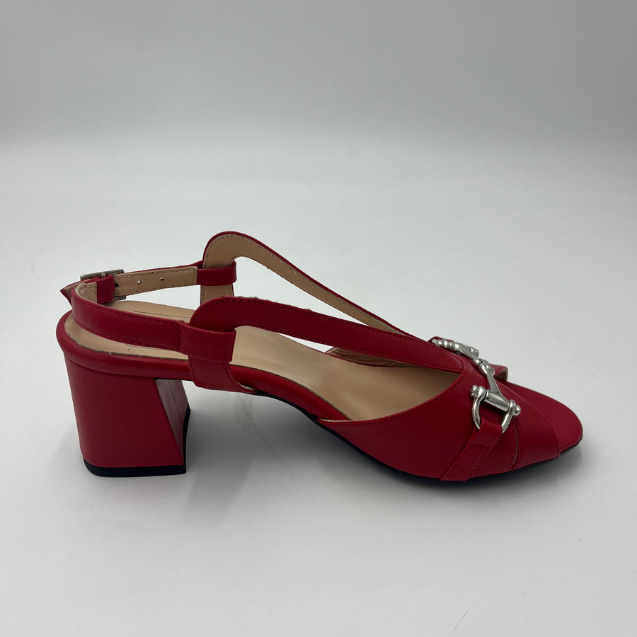 Sandalo Confort - Sandalo Rosso con Morsetto Silver
