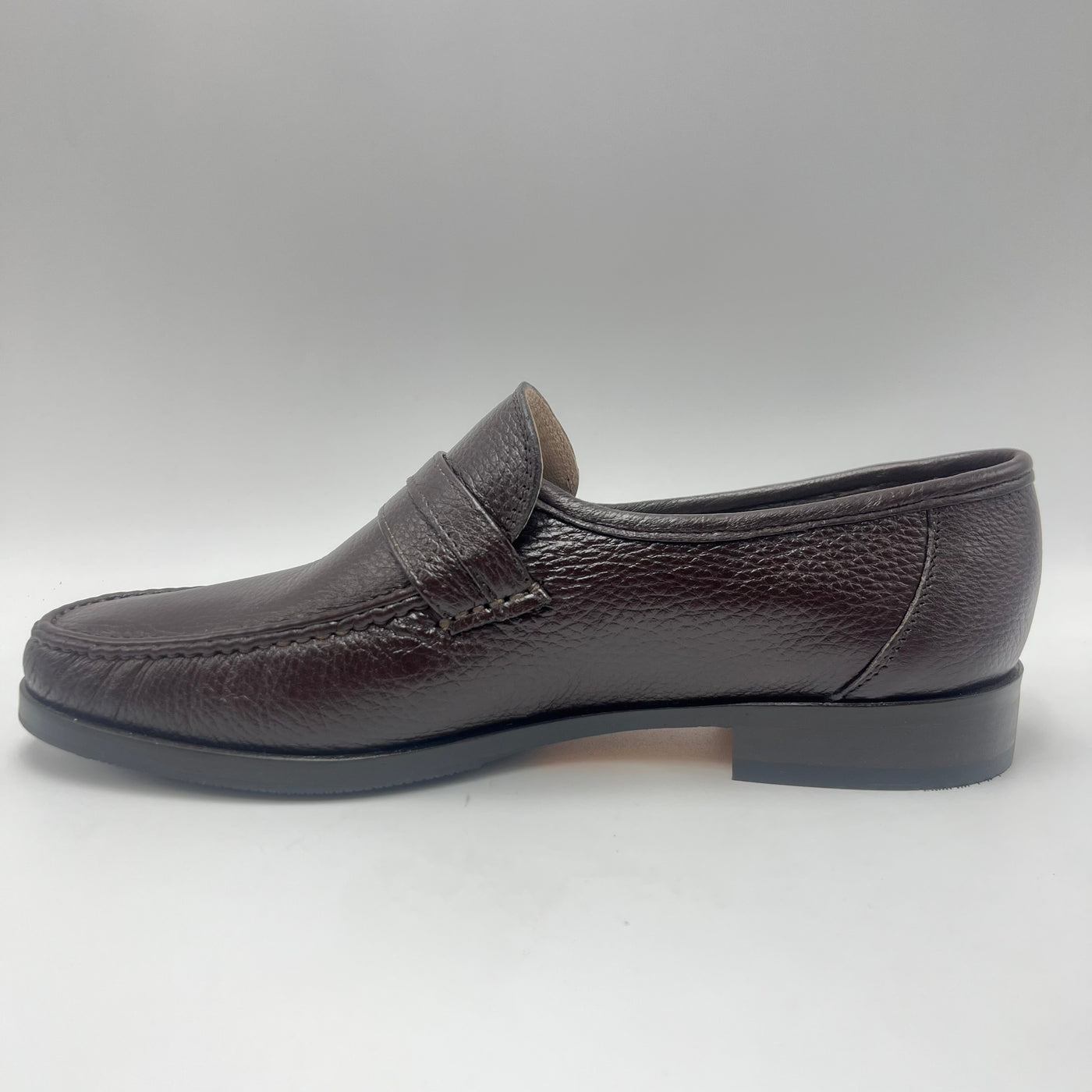 Mocassino Bruno l’Artigiano - Mocassino Penny Loafer in Pelle Martellata Marrone Scuro