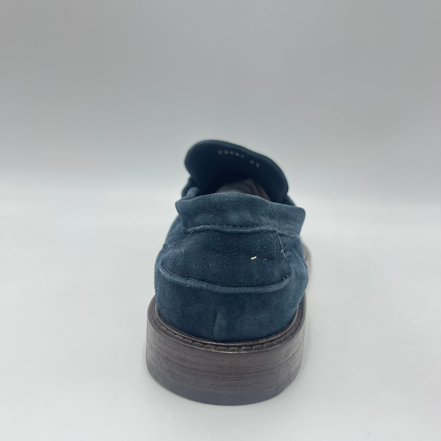 Mocassino Antica Cuoieria - Scarpa Mocassino Camoscio Blu