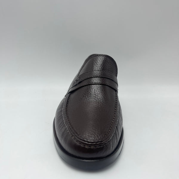 Mocassino Bruno l’Artigiano - Mocassino Penny Loafer in Pelle Martellata Marrone Scuro