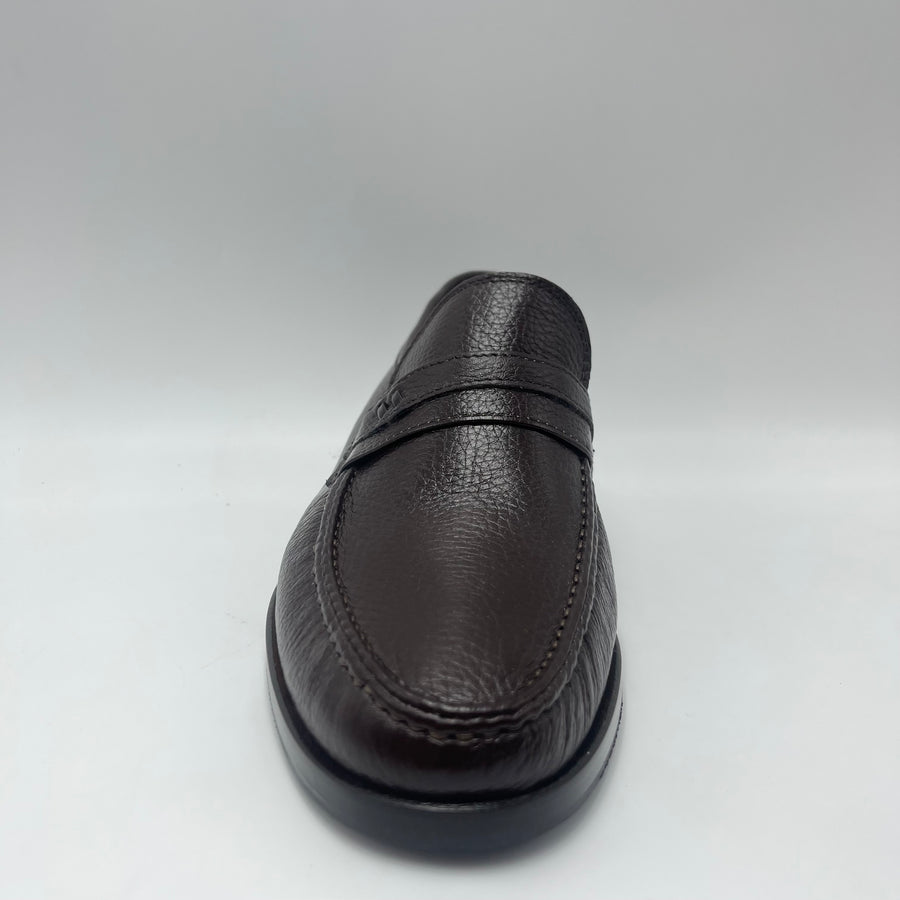 Mocassino Bruno l’Artigiano - Mocassino Penny Loafer in Pelle Martellata Marrone Scuro