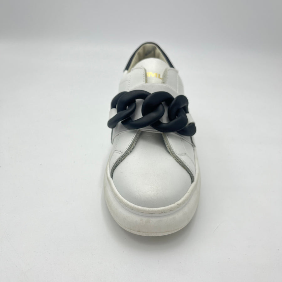 Sneaker Crown - Sneaker Bianca con Maxi Catena Gommata Nera