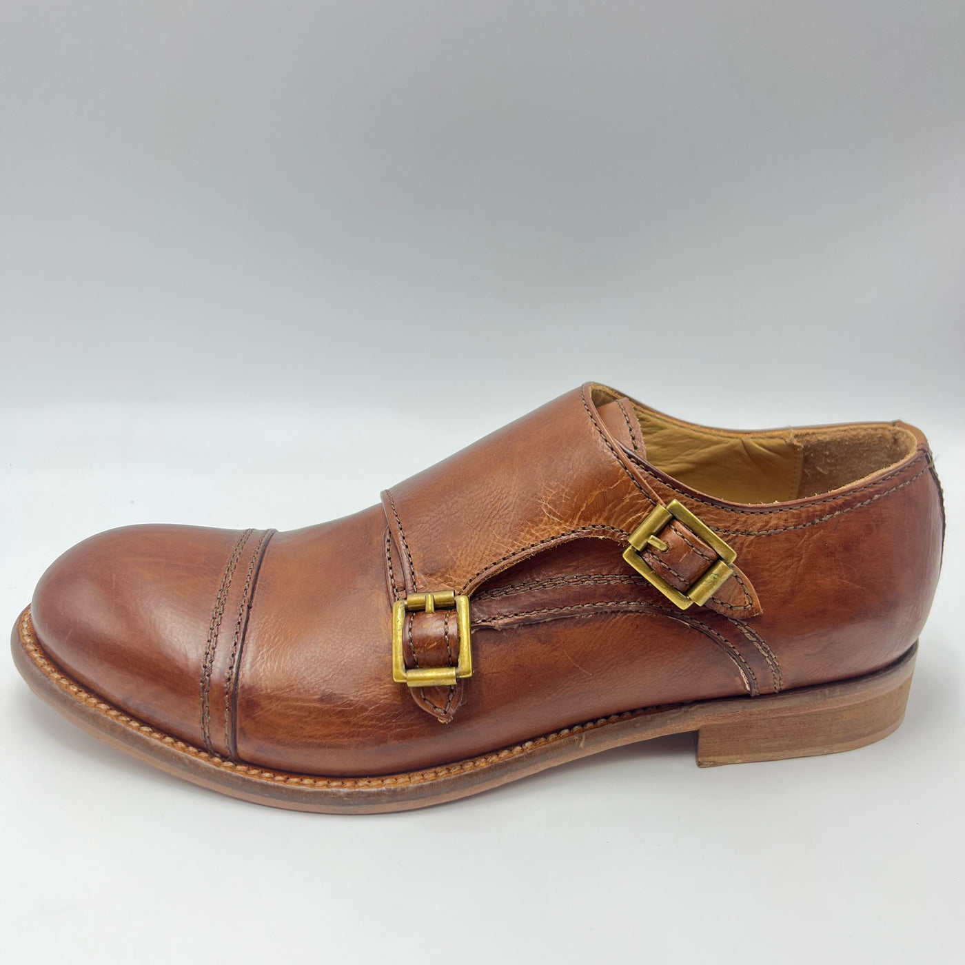Double Monk Jp David - Scarpa Doppia Fibbia Vera Pelle Marrone