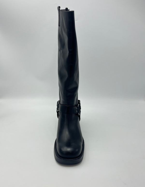 Stivale Angelica - Biker al Ginocchio con Dettaglio Harness