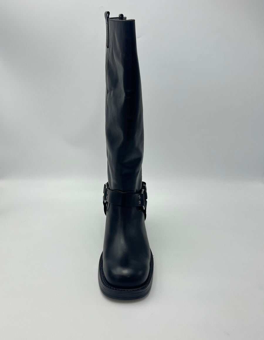 Stivale Angelica - Biker al Ginocchio con Dettaglio Harness