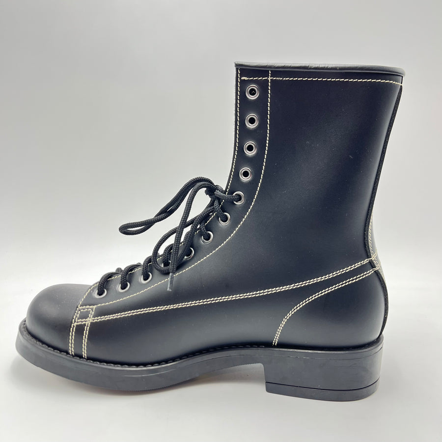 Stivale Noir de Luxe - Stivale anfibio alto con laccio Vitello Nero