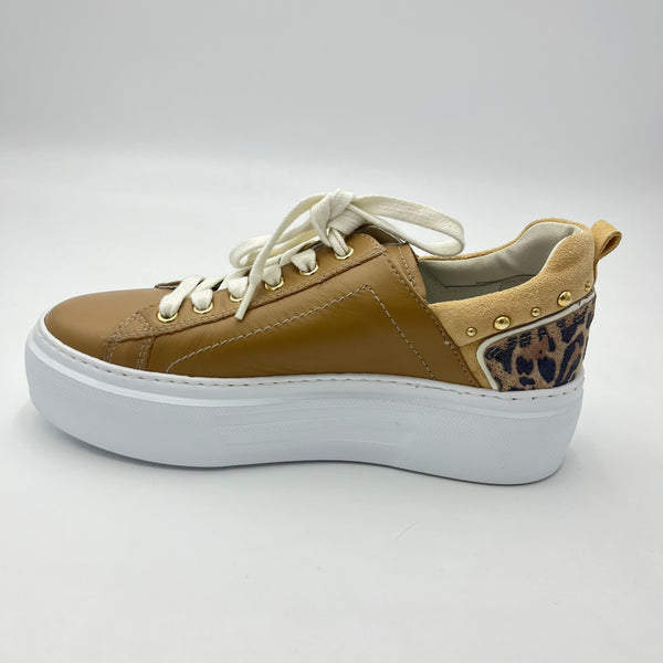 Sneaker Nero Giardini - Sneaker Cuoio con Dettaglio Animalier e Borchie Dorate