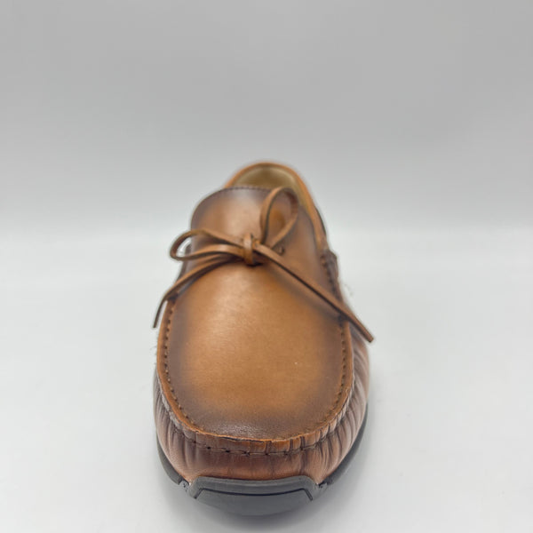Mocassino Studio Mode - Driving Shoe in Pelle Marrone Sfumata con Fiocco