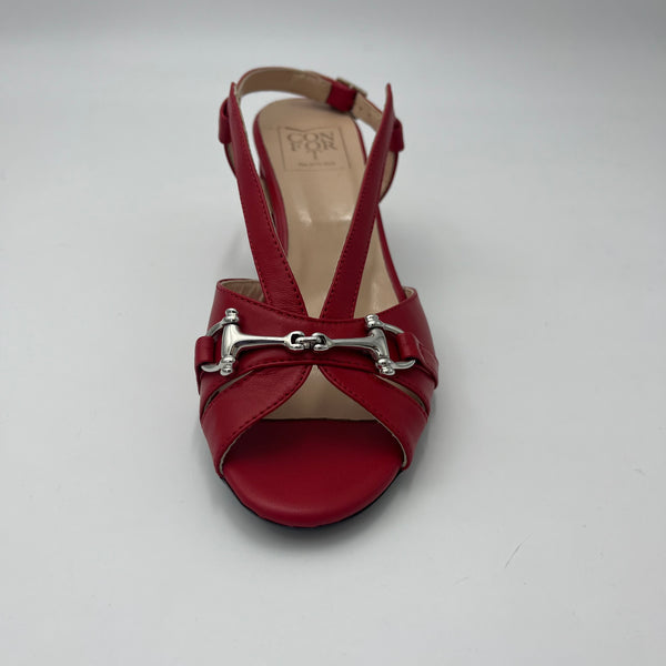 Sandalo Confort - Sandalo Rosso con Morsetto Silver