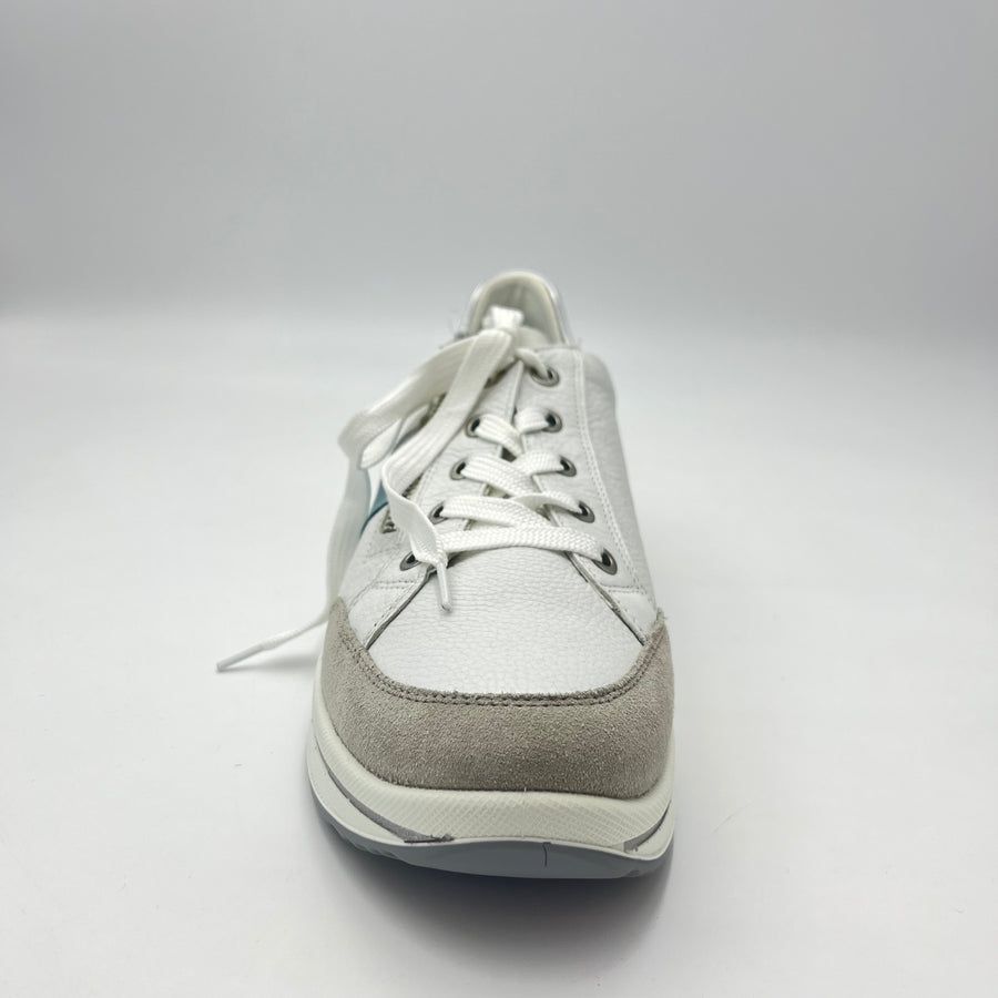 Sneaker Ara - Sneaker Bianca in Pelle con Dettaglio Suede Grigio e Celeste