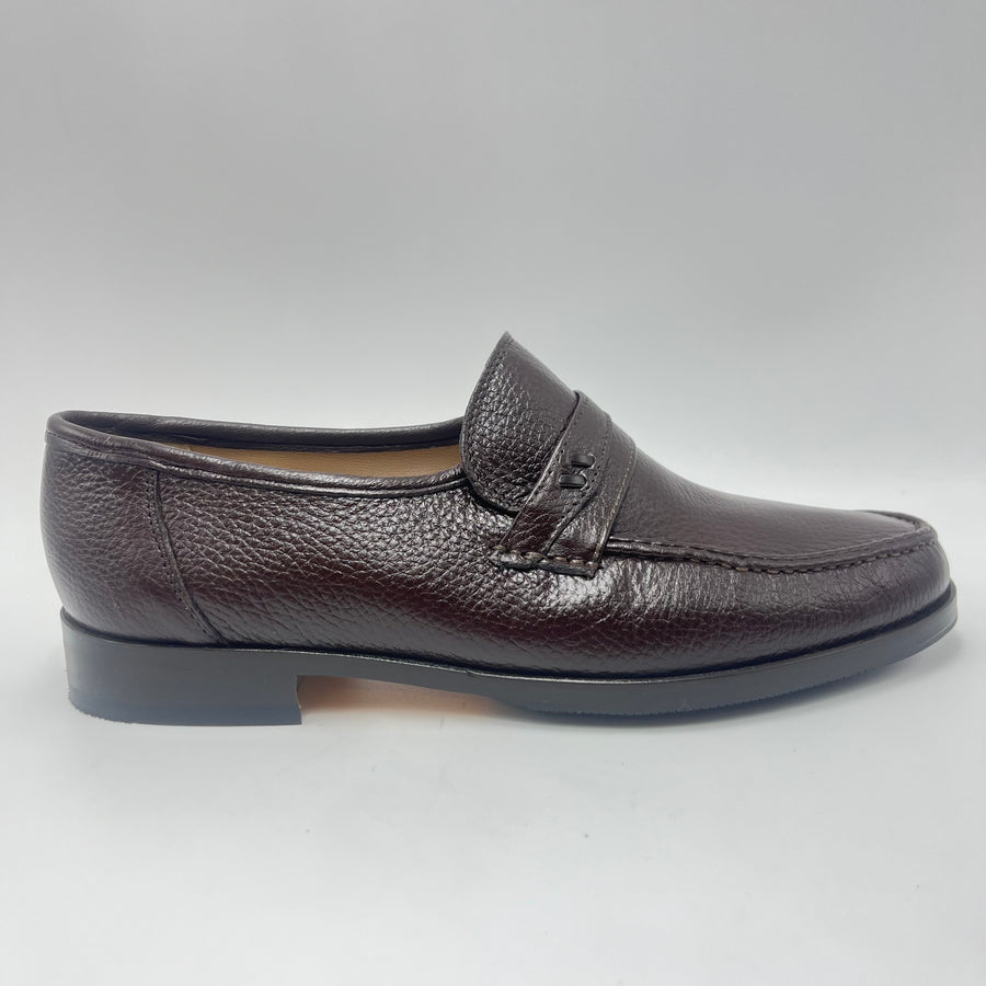 Mocassino Bruno l’Artigiano - Mocassino Penny Loafer in Pelle Martellata Marrone Scuro