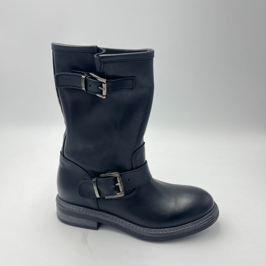 Biker Crown - Pelle Nera con Due Fibbie — vista 3