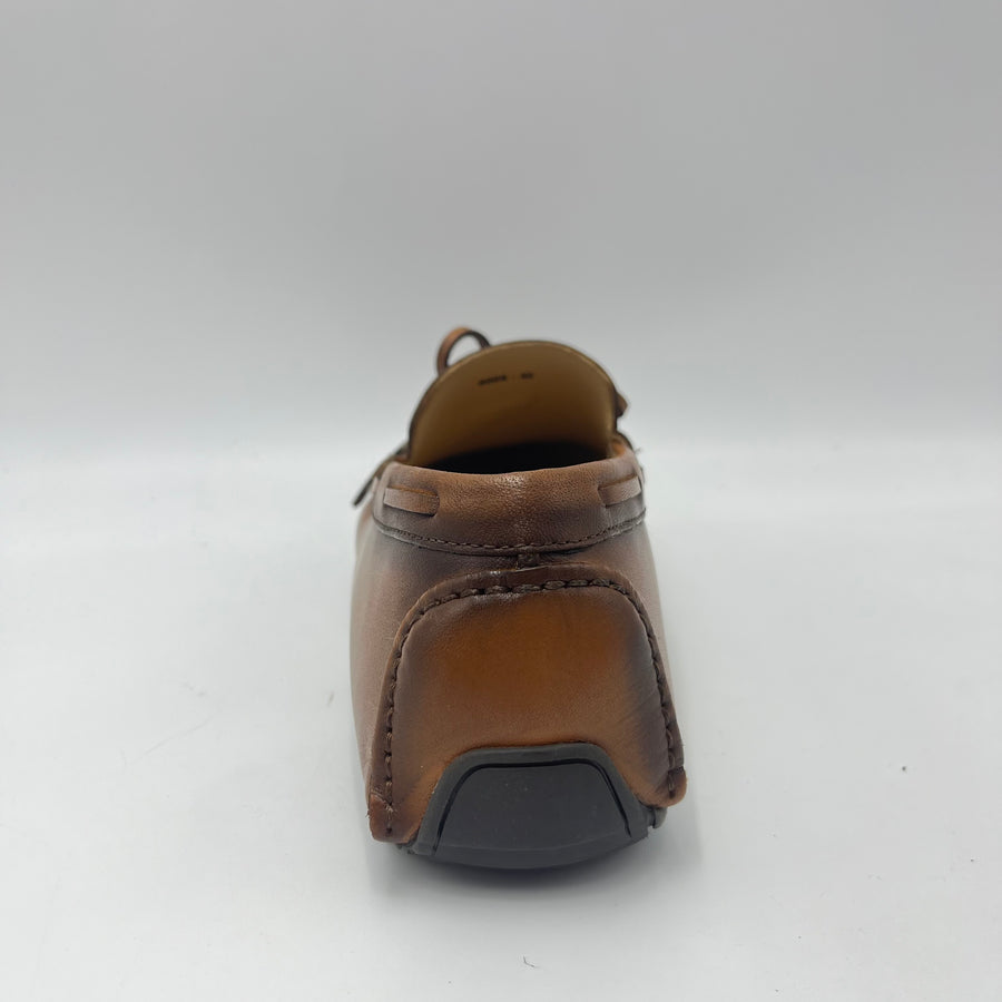 Mocassino Studio Mode - Driving Shoe in Pelle Marrone Sfumata con Fiocco