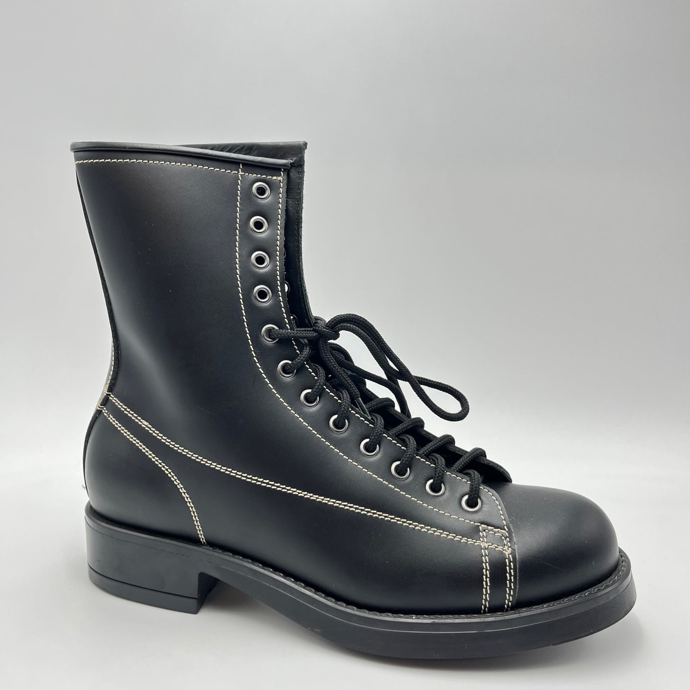 Stivale Noir de Luxe - Stivale anfibio alto con laccio Vitello Nero