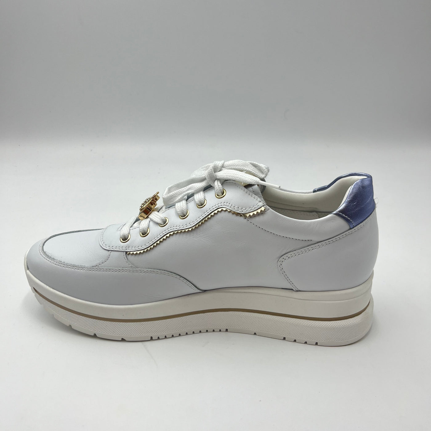 Sneaker Nero Giardini - Sneaker Platform Bianca con Dettagli Oro e Lilla Metallizzato