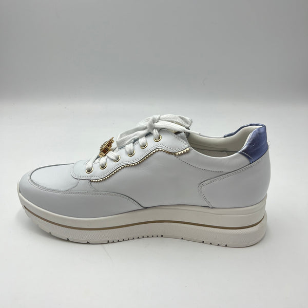 Sneaker Nero Giardini - Sneaker Platform Bianca con Dettagli Oro e Lilla Metallizzato