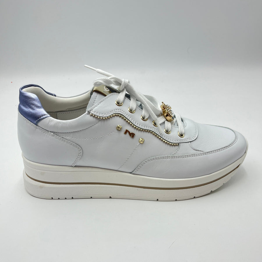 Sneaker Nero Giardini - Sneaker Platform Bianca con Dettagli Oro e Lilla Metallizzato